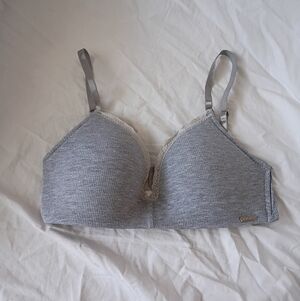 Nautica Gray Ribbed Bra Size 34B With Adjustable Straps